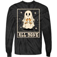 All Done Sign Language Speech Halloween Ghost Teacher Sped Tie-Dye Long Sleeve Shirt