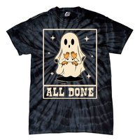 All Done Sign Language Speech Halloween Ghost Teacher Sped Tie-Dye T-Shirt