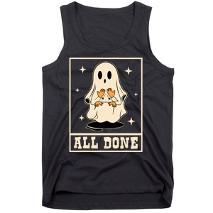 All Done Sign Language Speech Halloween Ghost Teacher Sped Tank Top