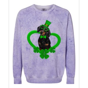 Awesome Dachshund Saint Patrick's Day Dog Dad Mom Colorblast Crewneck Sweatshirt