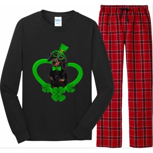 Awesome Dachshund Saint Patrick's Day Dog Dad Mom Long Sleeve Pajama Set