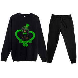 Awesome Dachshund Saint Patrick's Day Dog Dad Mom Premium Crewneck Sweatsuit Set