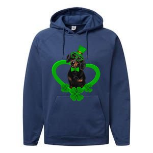 Awesome Dachshund Saint Patrick's Day Dog Dad Mom Performance Fleece Hoodie