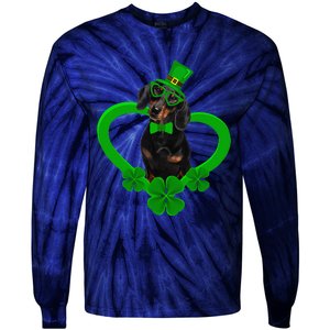 Awesome Dachshund Saint Patrick's Day Dog Dad Mom Tie-Dye Long Sleeve Shirt