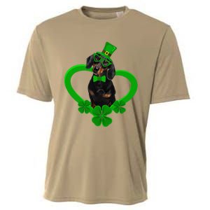 Awesome Dachshund Saint Patrick's Day Dog Dad Mom Cooling Performance Crew T-Shirt