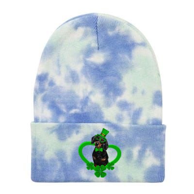 Awesome Dachshund Saint Patrick's Day Dog Dad Mom Tie Dye 12in Knit Beanie