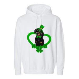 Awesome Dachshund Saint Patrick's Day Dog Dad Mom Garment-Dyed Fleece Hoodie