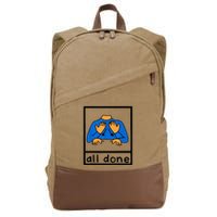 All done sign language speech pathology aac sped teacher Cotton Canvas Backpack