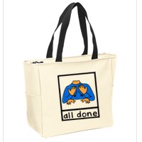 All done sign language speech pathology aac sped teacher Zip Tote Bag