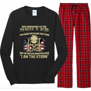 American Driller Saying Proud Oil Rig Worker Drilling Usa Gift Long Sleeve Pajama Set