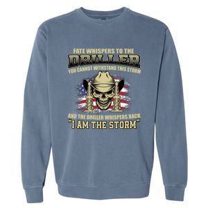 American Driller Saying Proud Oil Rig Worker Drilling Usa Gift Garment-Dyed Sweatshirt