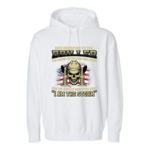 American Driller Saying Proud Oil Rig Worker Drilling Usa Gift Garment-Dyed Fleece Hoodie