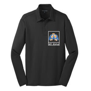 All Done Sign Language Speech Pathology Aac Sped Teacher Silk Touch Performance Long Sleeve Polo