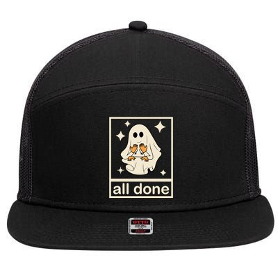 All Done Sign Language Ghost Fall Halloween 7 Panel Mesh Trucker Snapback Hat