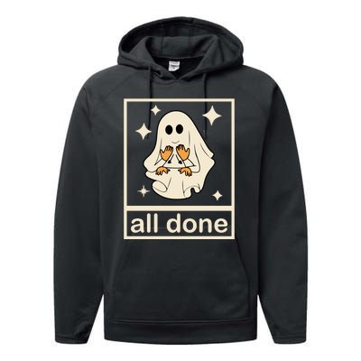 All Done Sign Language Ghost Fall Halloween Performance Fleece Hoodie