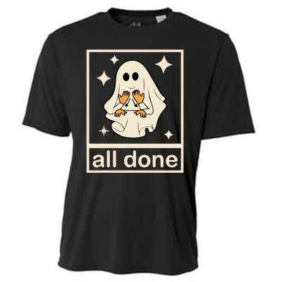 All Done Sign Language Ghost Fall Halloween Cooling Performance Crew T-Shirt