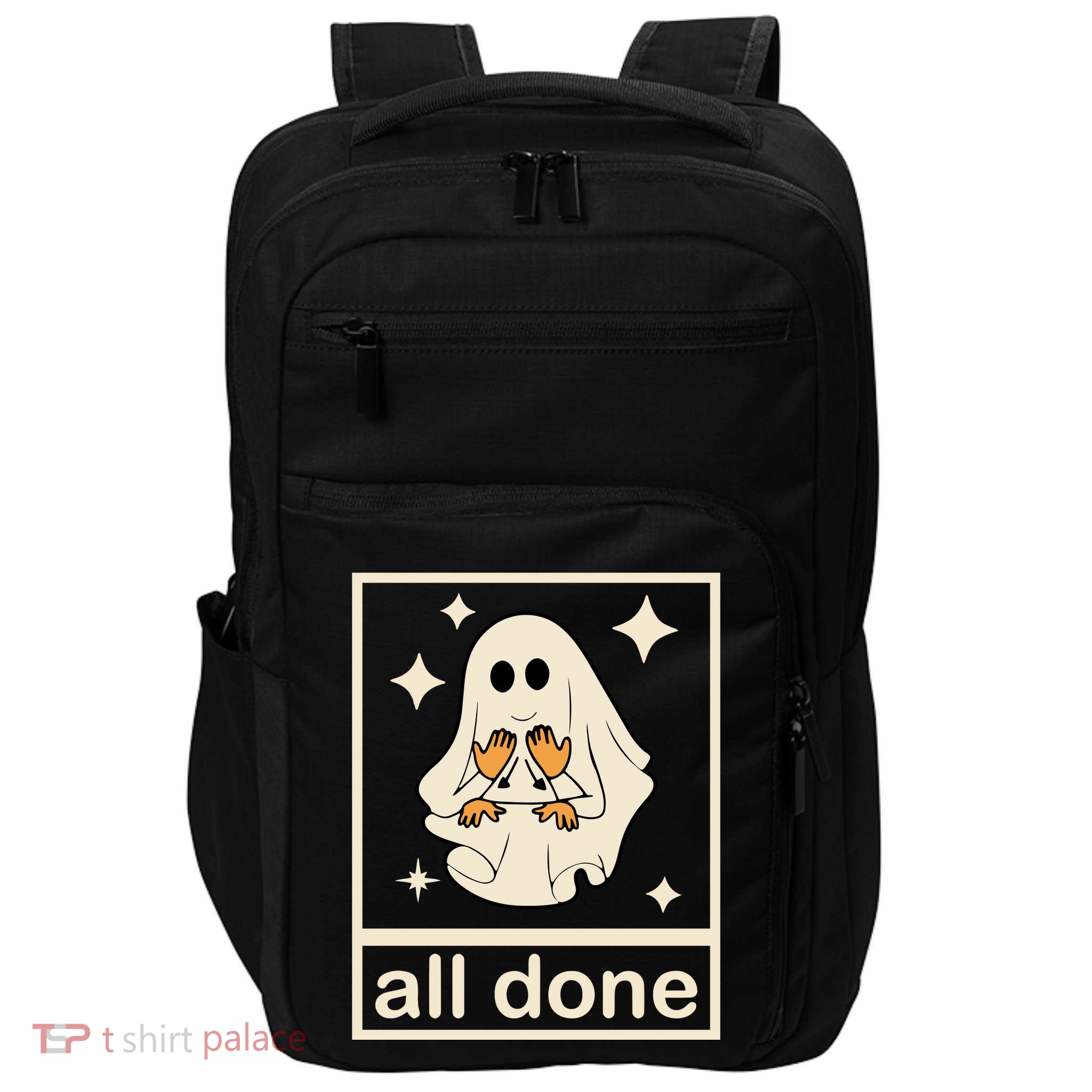 All Done Sign Language Ghost Fall Halloween Impact Tech Backpack
