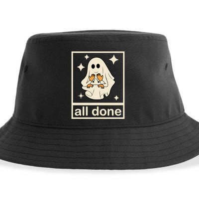 All Done Sign Language Ghost Fall Halloween Sustainable Bucket Hat