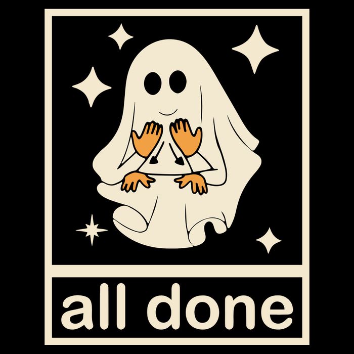 All Done Sign Language Ghost Fall Halloween Bucket Hat
