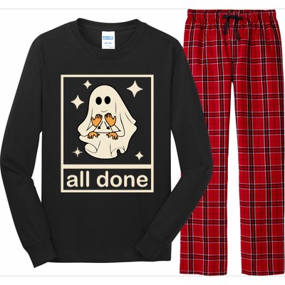 All Done Sign Language Ghost Fall Halloween Long Sleeve Pajama Set