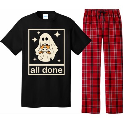 All Done Sign Language Ghost Fall Halloween Pajama Set