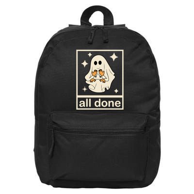 All Done Sign Language Ghost Fall Halloween 16 in Basic Backpack