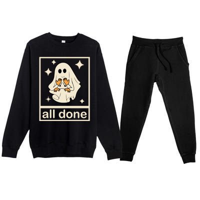 All Done Sign Language Ghost Fall Halloween Premium Crewneck Sweatsuit Set