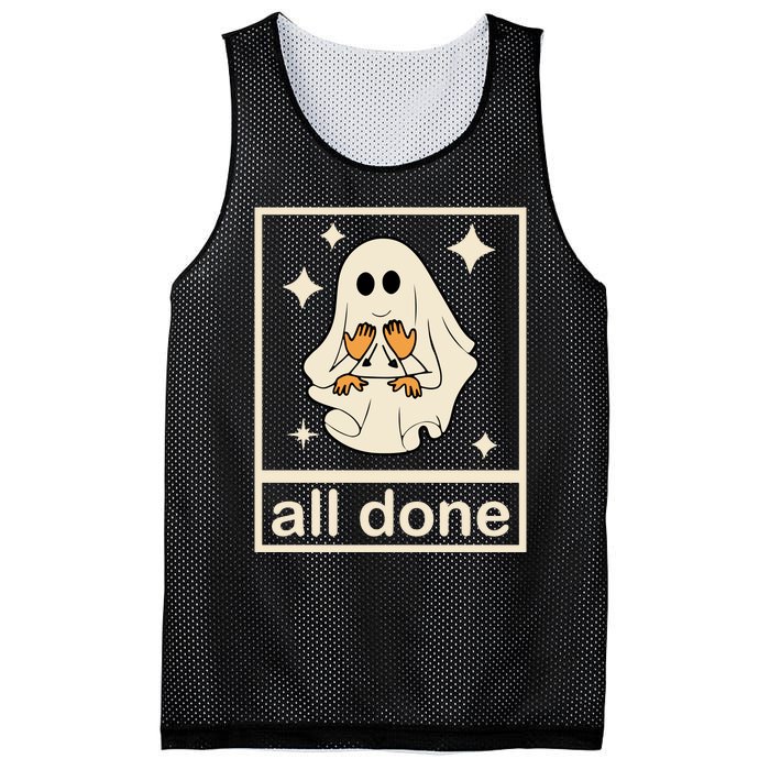 All Done Sign Language Ghost Fall Halloween Mesh Reversible Basketball Jersey Tank