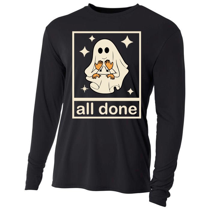 All Done Sign Language Ghost Fall Halloween Cooling Performance Long Sleeve Crew