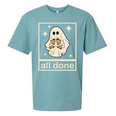 All Done Sign Language Ghost Fall Halloween Sueded Cloud Jersey T-Shirt