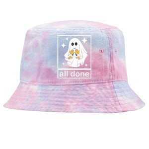 All Done Sign Language Speech Pathology Ghost Fall Halloween Tie-Dyed Bucket Hat