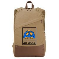 All done sign language speech pathology aac sped teacher Cotton Canvas Backpack