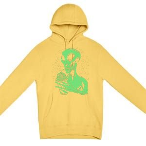 Alien Drinking Slurpie Premium Pullover Hoodie