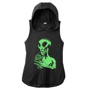 Alien Drinking Slurpie Ladies PosiCharge Tri-Blend Wicking Draft Hoodie Tank