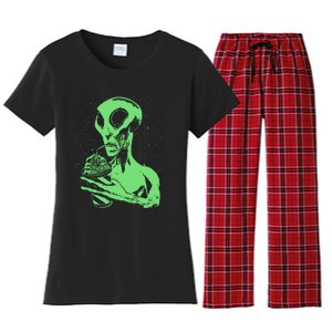 Alien Drinking Slurpie Women's Flannel Pajama Set