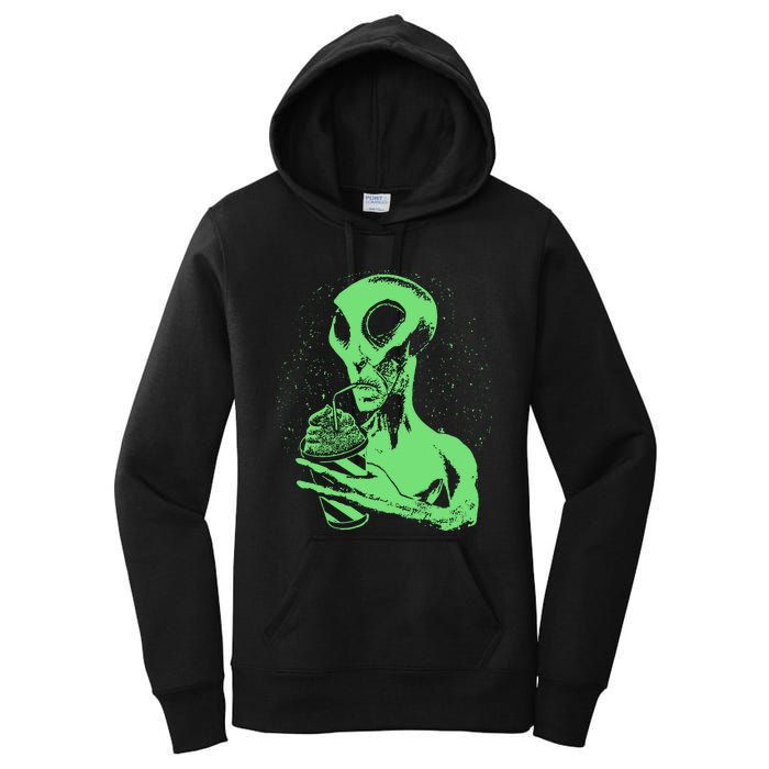 Alien Drinking Slurpie Women's Pullover Hoodie