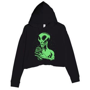 Alien Drinking Slurpie Crop Fleece Hoodie