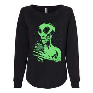 Alien Drinking Slurpie Womens California Wash Sweatshirt