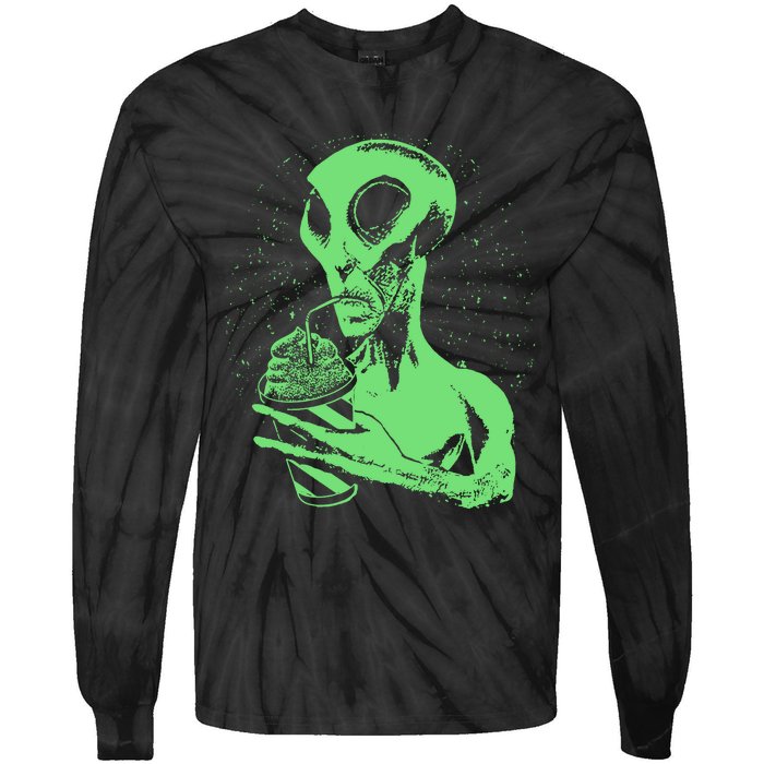 Alien Drinking Slurpie Tie-Dye Long Sleeve Shirt