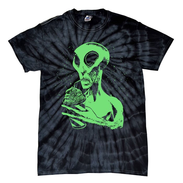 Alien Drinking Slurpie Tie-Dye T-Shirt