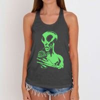 Alien Drinking Slurpie Women's Knotted Racerback Tank