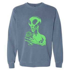 Alien Drinking Slurpie Garment-Dyed Sweatshirt