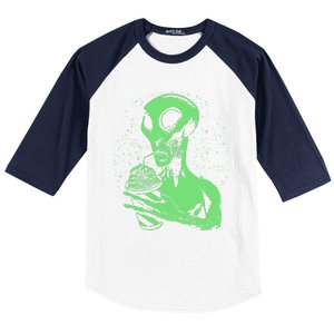 Alien Drinking Slurpie Baseball Sleeve Shirt