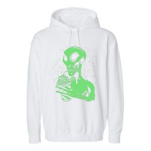 Alien Drinking Slurpie Garment-Dyed Fleece Hoodie