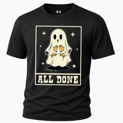 All Done Sign Language Speech Halloween Ghost Teacher Sped Performance Shirt