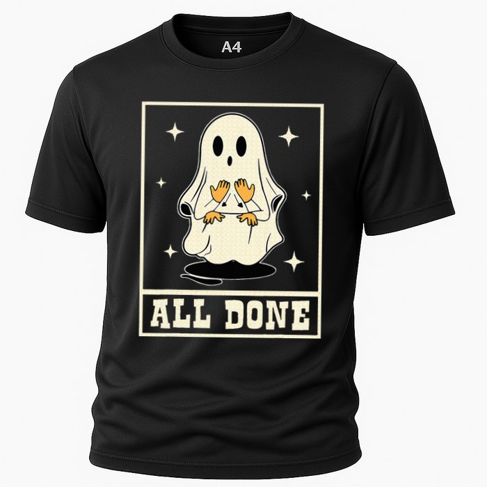 All Done Sign Language Speech Halloween Ghost Teacher Sped Performance Shirt