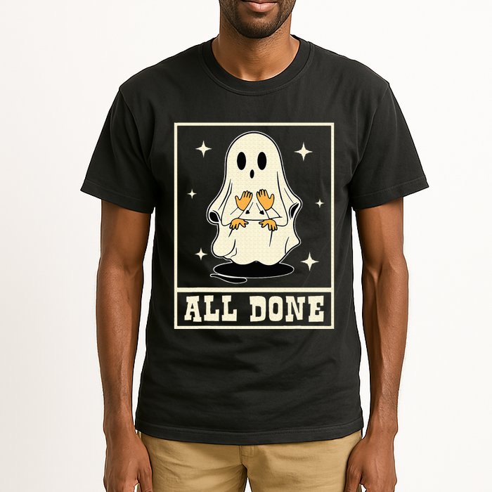 All Done Sign Language Speech Halloween Ghost Teacher Sped Tall T-Shirt