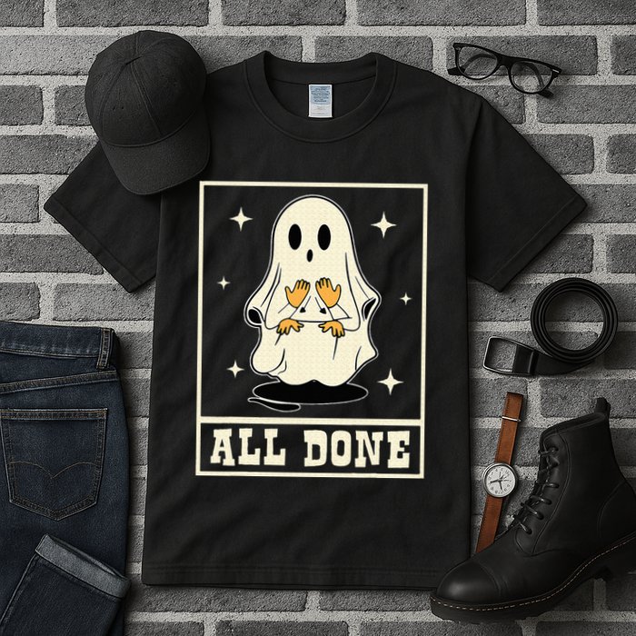All Done Sign Language Speech Halloween Ghost Teacher Sped Tall T-Shirt