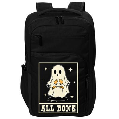 All Done Sign Language Speech Halloween Ghost Teacher Sped Impact Tech Backpack