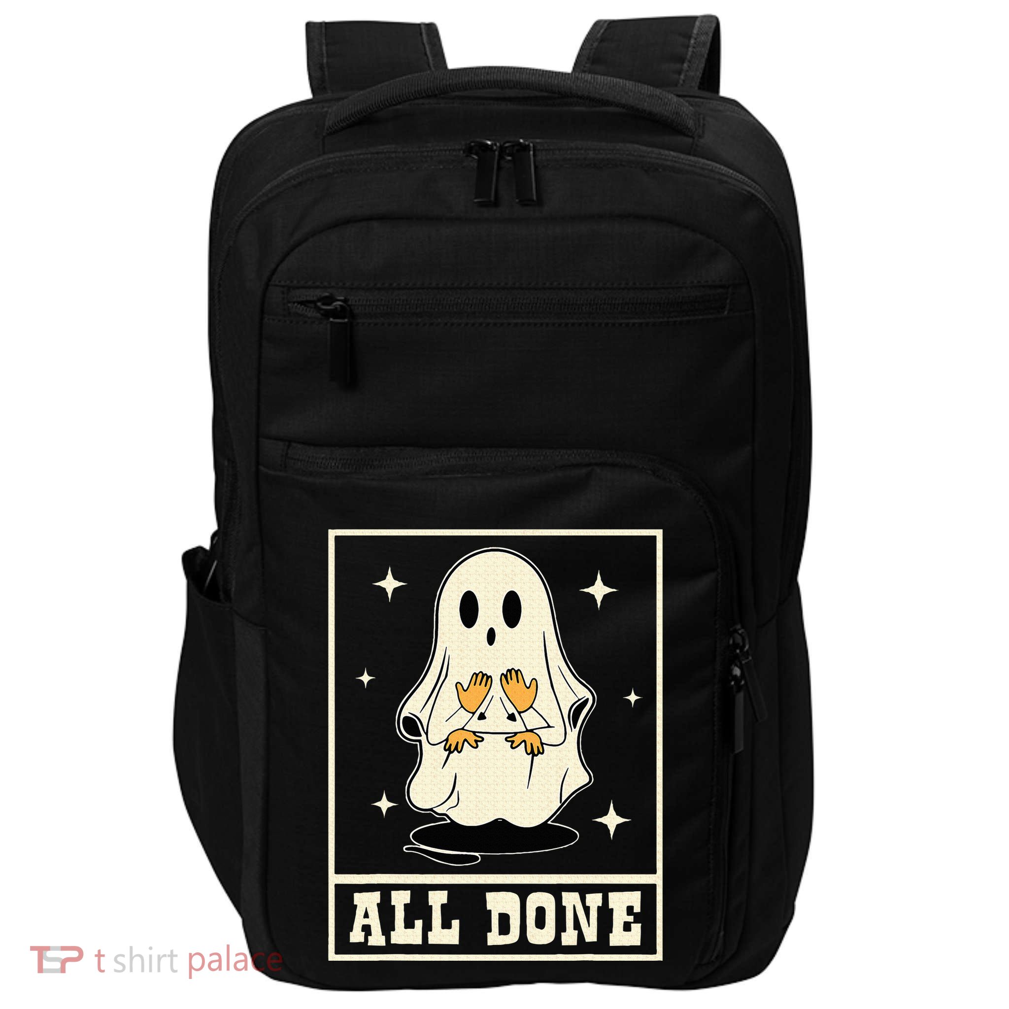 All Done Sign Language Speech Halloween Ghost Teacher Sped Impact Tech Backpack